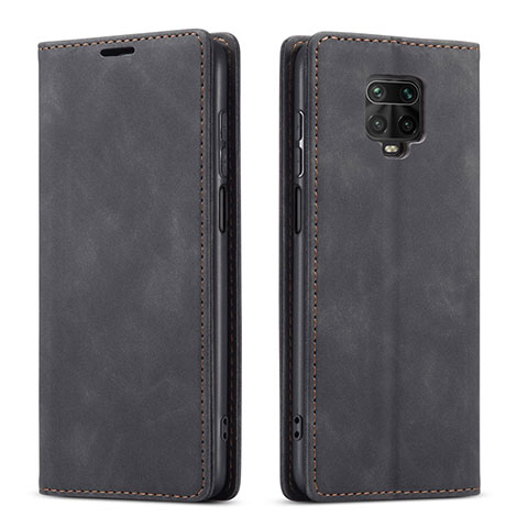 Funda de Cuero Cartera con Soporte Carcasa T03 para Xiaomi Redmi Note 9S Negro