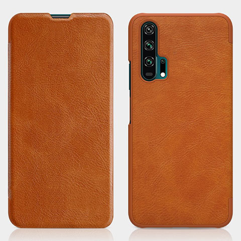 Funda de Cuero Cartera con Soporte Carcasa T04 para Huawei Honor 20 Pro Naranja