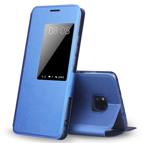 Funda de Cuero Cartera con Soporte Carcasa T04 para Huawei Mate 20 Pro Azul