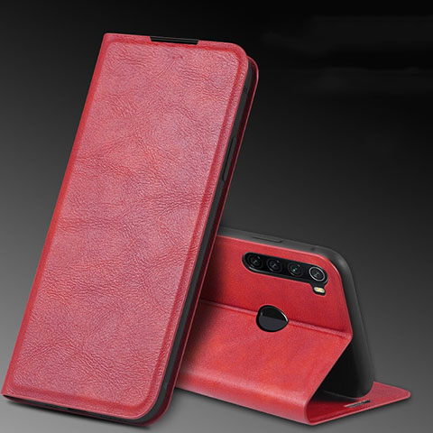 Funda de Cuero Cartera con Soporte Carcasa T04 para Xiaomi Redmi Note 8 Rojo