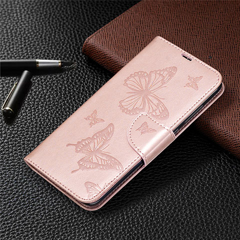 Funda de Cuero Cartera con Soporte Carcasa T04 para Xiaomi Redmi Note 9 Oro Rosa
