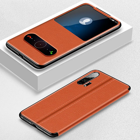 Funda de Cuero Cartera con Soporte Carcasa T05 para Huawei Honor 20 Pro Naranja