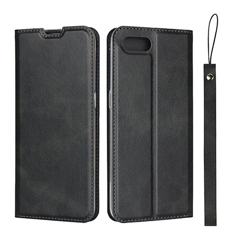 Funda de Cuero Cartera con Soporte Carcasa T05 para Oppo R17 Neo Negro