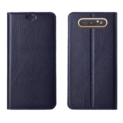 Funda de Cuero Cartera con Soporte Carcasa T05 para Samsung Galaxy A80 Azul