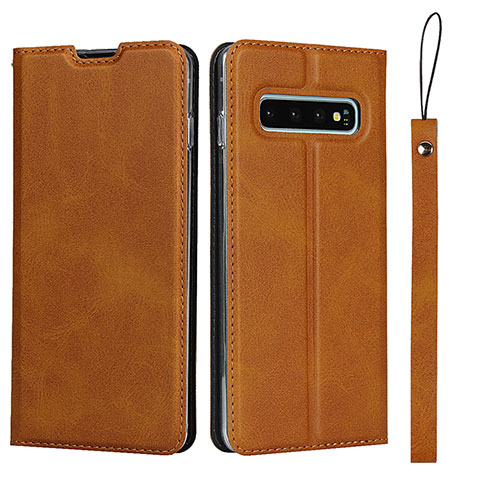 Funda de Cuero Cartera con Soporte Carcasa T05 para Samsung Galaxy S10 Naranja