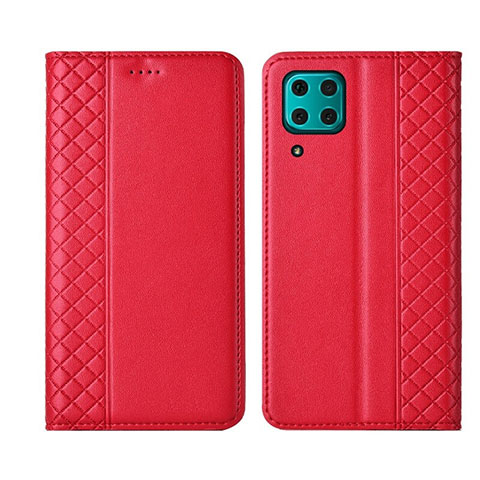 Funda de Cuero Cartera con Soporte Carcasa T06 para Huawei P40 Lite Rojo