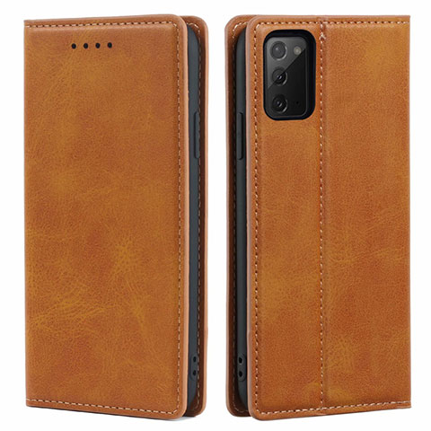 Funda de Cuero Cartera con Soporte Carcasa T06 para Samsung Galaxy Note 20 5G Marron Claro