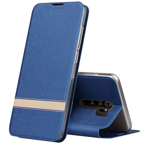 Funda de Cuero Cartera con Soporte Carcasa T06 para Xiaomi Redmi Note 8 Pro Azul