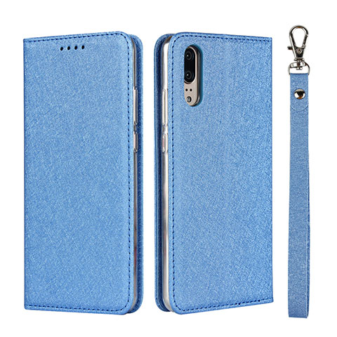 Funda de Cuero Cartera con Soporte Carcasa T07 para Huawei P20 Azul