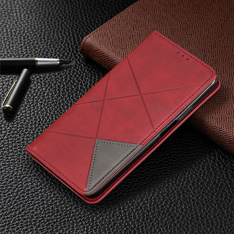 Funda de Cuero Cartera con Soporte Carcasa T07 para Oppo Find X2 Neo Rojo