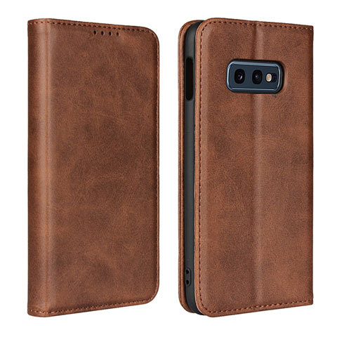 Funda de Cuero Cartera con Soporte Carcasa T07 para Samsung Galaxy S10e Marron