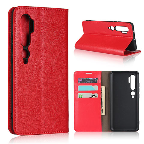 Funda de Cuero Cartera con Soporte Carcasa T07 para Xiaomi Mi Note 10 Rojo