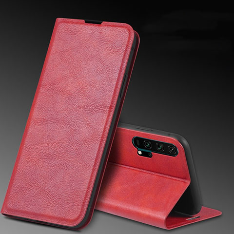 Funda de Cuero Cartera con Soporte Carcasa T08 para Huawei Honor 20 Pro Rojo