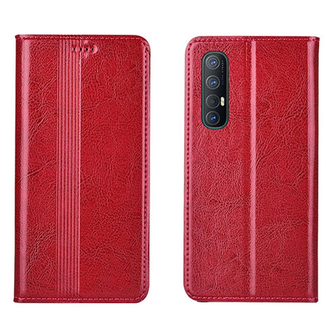 Funda de Cuero Cartera con Soporte Carcasa T08 para Oppo Find X2 Neo Rojo