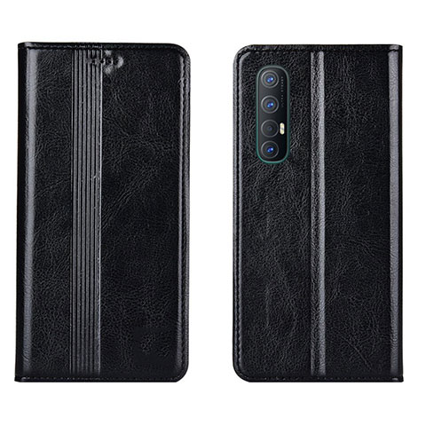 Funda de Cuero Cartera con Soporte Carcasa T08 para Oppo Reno3 Pro Negro