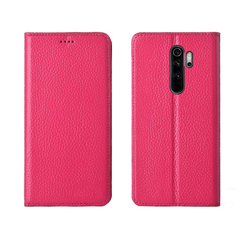 Funda de Cuero Cartera con Soporte Carcasa T08 para Xiaomi Redmi Note 8 Pro Rosa Roja