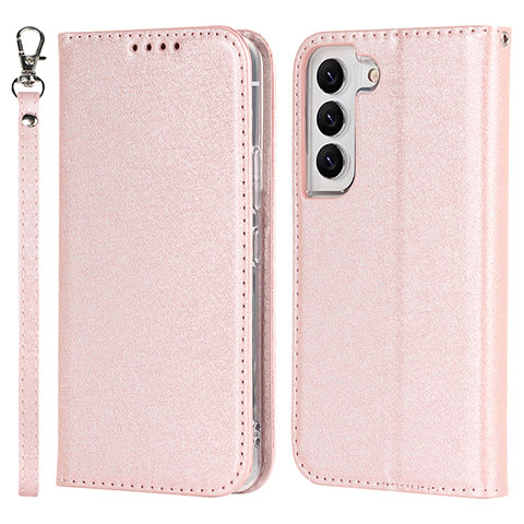 Funda de Cuero Cartera con Soporte Carcasa T08D para Samsung Galaxy S21 Plus 5G Oro Rosa