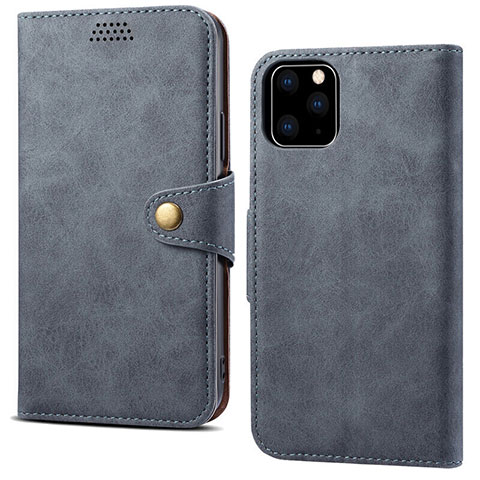 Funda de Cuero Cartera con Soporte Carcasa T09 para Apple iPhone 11 Pro Gris