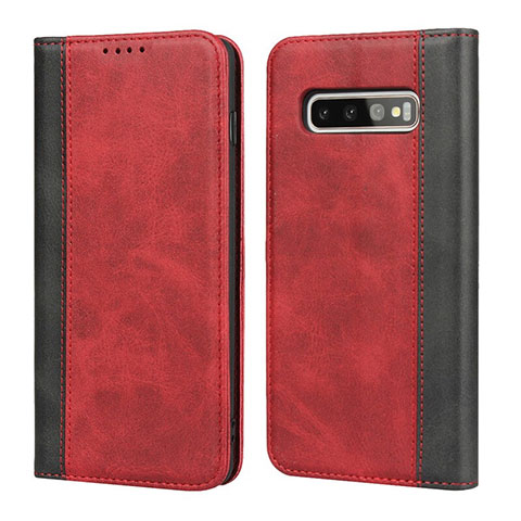 Funda de Cuero Cartera con Soporte Carcasa T09 para Samsung Galaxy S10 Rojo