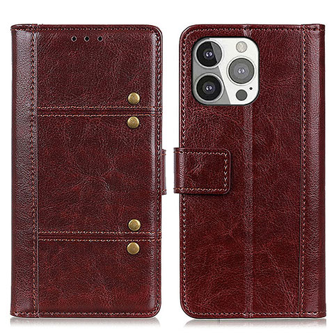 Funda de Cuero Cartera con Soporte Carcasa T10 para Apple iPhone 13 Pro Marron