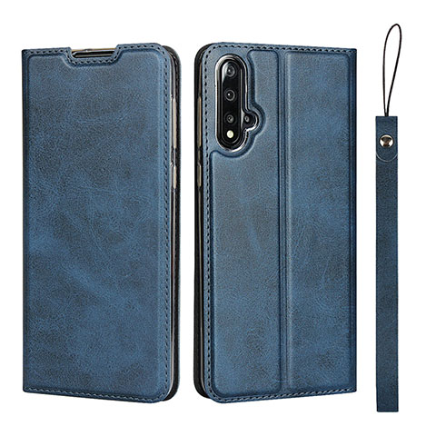 Funda de Cuero Cartera con Soporte Carcasa T10 para Huawei Nova 5 Azul