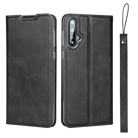 Funda de Cuero Cartera con Soporte Carcasa T10 para Huawei Nova 5 Pro Negro