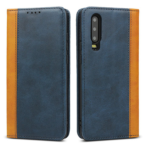 Funda de Cuero Cartera con Soporte Carcasa T10 para Huawei P30 Azul