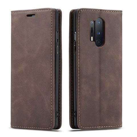 Funda de Cuero Cartera con Soporte Carcasa T10 para OnePlus 8 Pro Marron