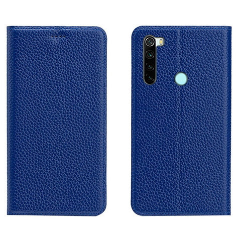 Funda de Cuero Cartera con Soporte Carcasa T10 para Xiaomi Redmi Note 8 (2021) Azul
