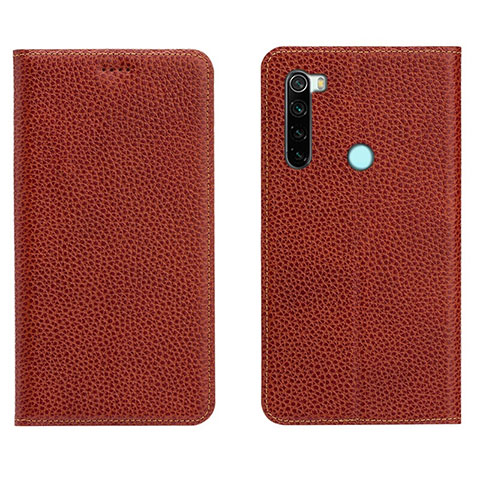 Funda de Cuero Cartera con Soporte Carcasa T10 para Xiaomi Redmi Note 8 (2021) Rojo Rosa
