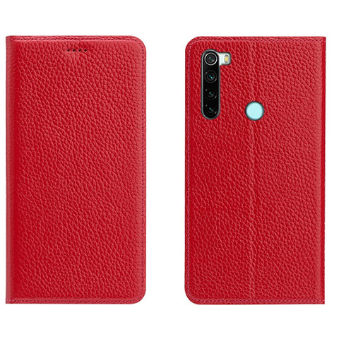 Funda de Cuero Cartera con Soporte Carcasa T10 para Xiaomi Redmi Note 8 Rojo