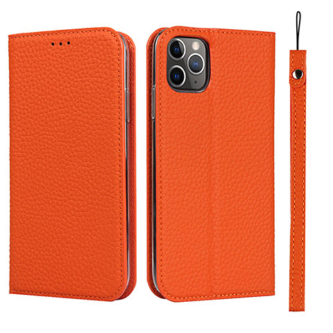 Funda de Cuero Cartera con Soporte Carcasa T11 para Apple iPhone 11 Pro Max Naranja