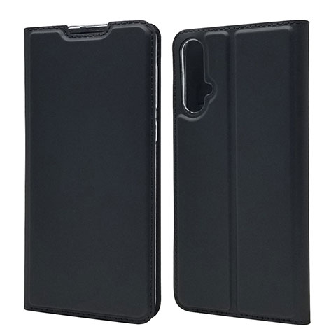 Funda de Cuero Cartera con Soporte Carcasa T12 para Huawei Nova 5 Pro Negro