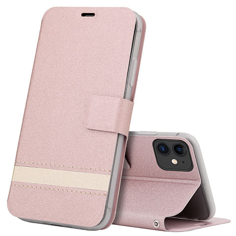 Funda de Cuero Cartera con Soporte Carcasa T14 para Apple iPhone 11 Oro Rosa