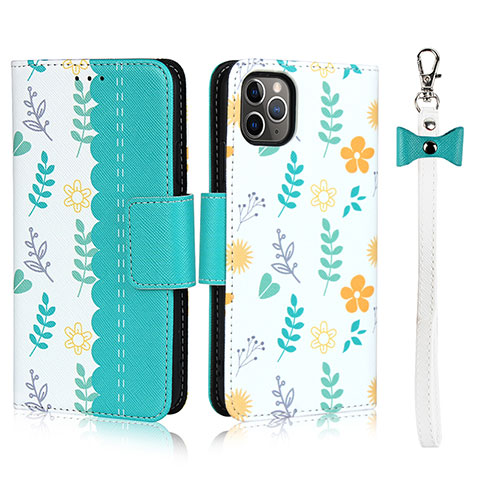 Funda de Cuero Cartera con Soporte Carcasa T14 para Apple iPhone 11 Pro Cian