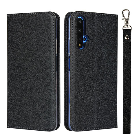 Funda de Cuero Cartera con Soporte Carcasa T14 para Huawei Honor 20 Negro