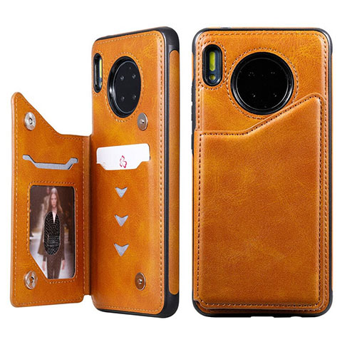 Funda de Cuero Cartera con Soporte Carcasa T14 para Huawei Mate 30 Pro Naranja