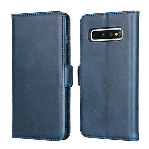 Funda de Cuero Cartera con Soporte Carcasa T14 para Samsung Galaxy S10 Plus Azul