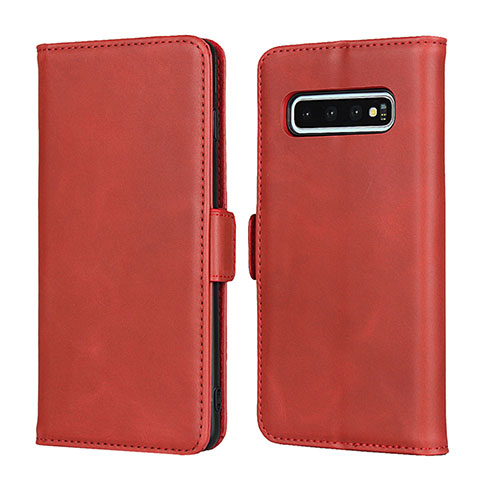 Funda de Cuero Cartera con Soporte Carcasa T14 para Samsung Galaxy S10 Plus Rojo