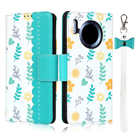 Funda de Cuero Cartera con Soporte Carcasa T15 para Huawei Mate 30E Pro 5G Cian