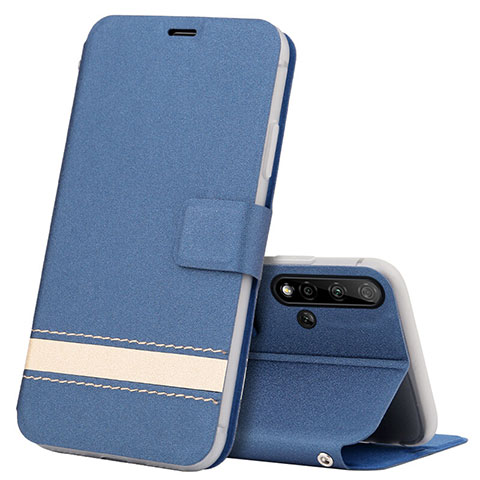 Funda de Cuero Cartera con Soporte Carcasa T15 para Huawei Nova 5 Azul