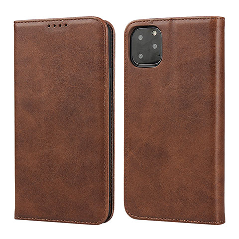 Funda de Cuero Cartera con Soporte Carcasa T16 para Apple iPhone 11 Pro Max Marron