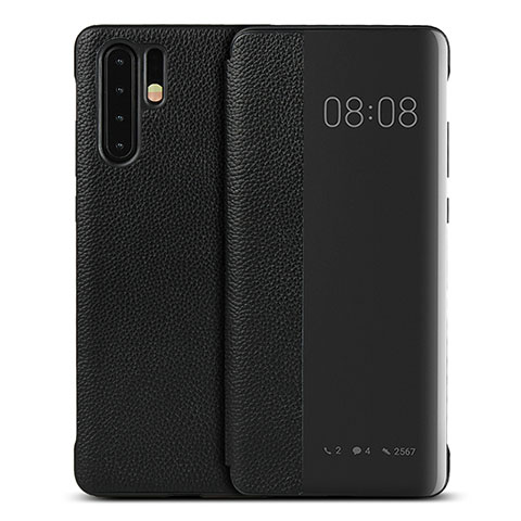 Funda de Cuero Cartera con Soporte Carcasa T16 para Huawei P30 Pro New Edition Negro