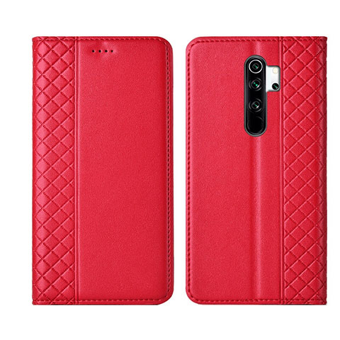 Funda de Cuero Cartera con Soporte Carcasa T16 para Xiaomi Redmi Note 8 Pro Rojo