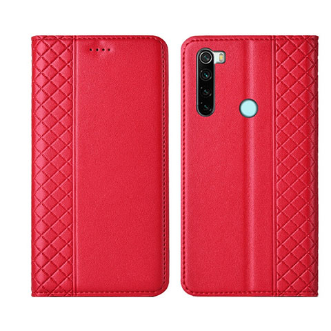 Funda de Cuero Cartera con Soporte Carcasa T16 para Xiaomi Redmi Note 8 Rojo