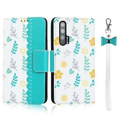 Funda de Cuero Cartera con Soporte Carcasa T17 para Huawei Honor 20 Pro Cian