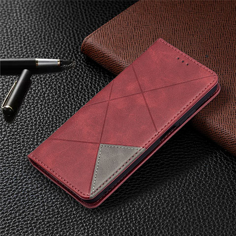 Funda de Cuero Cartera con Soporte Carcasa T17 para Xiaomi Poco M3 Rojo