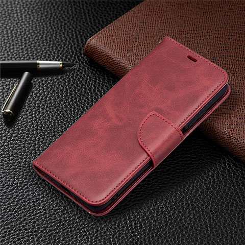 Funda de Cuero Cartera con Soporte Carcasa T18 para Xiaomi Poco M3 Rojo