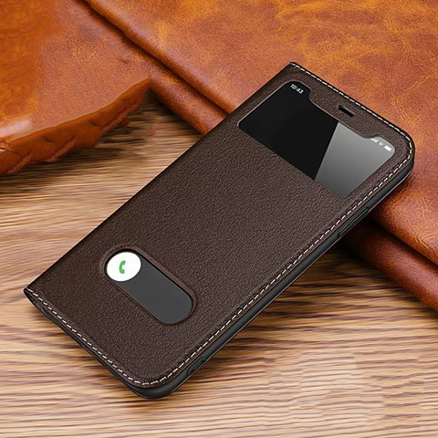 Funda de Cuero Cartera con Soporte Carcasa T20 para Apple iPhone 11 Pro Max Marron