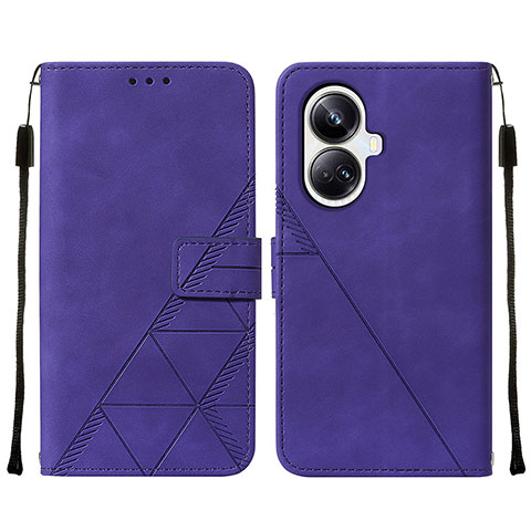 Funda de Cuero Cartera con Soporte Carcasa Y01B para Realme 10 Pro+ Plus 5G Morado